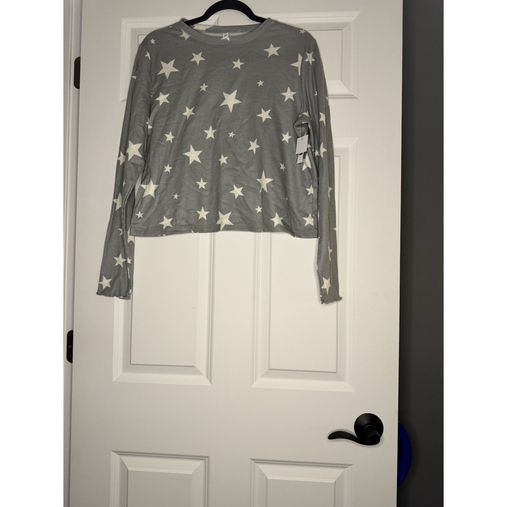Bp Nordstrom Long Sleeve Waffle Knit Cozy Thermal Gray White Star Print 1xl NWT
